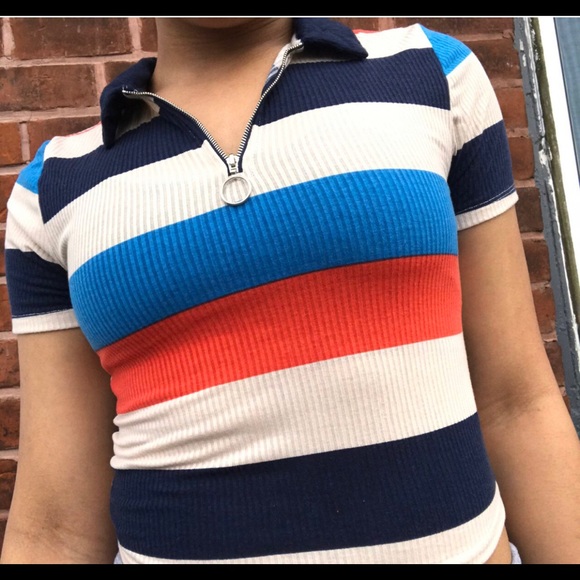 ZIPPER COLOR BLOCK TOP - Picture 1 of 2